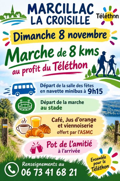 affiche marche telethon Marcillac-la-Croisille