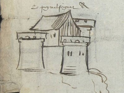 Puy Malsignat - Croquis du château (XVe siècle)