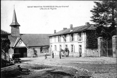 Place de l'église, mairie-école avant v.1908